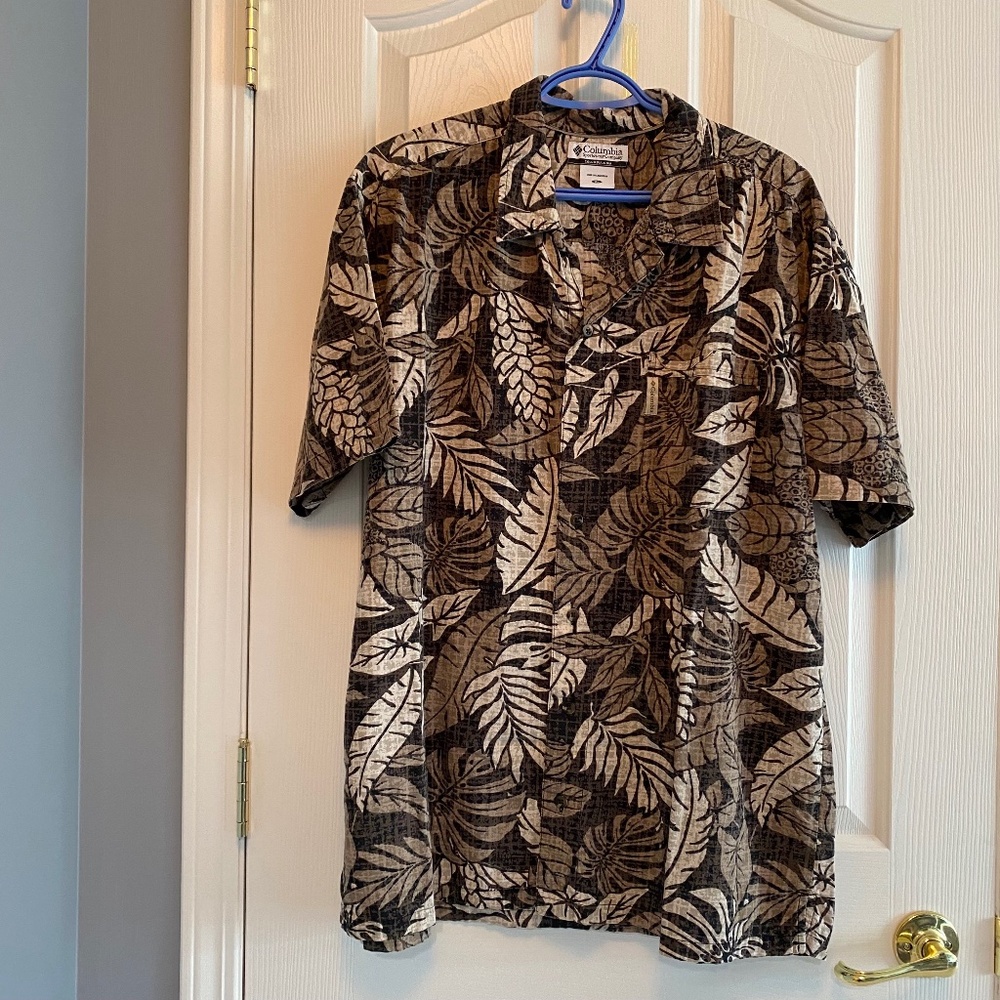 BUY 2 ITEMS GET 1 FREE - Columbia Brown Tropical Short Sleeve Shirt Sz XL
